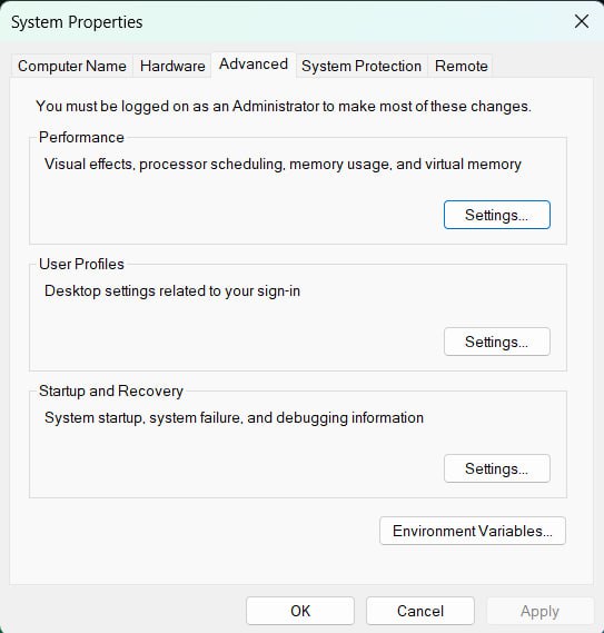 Advance system settings