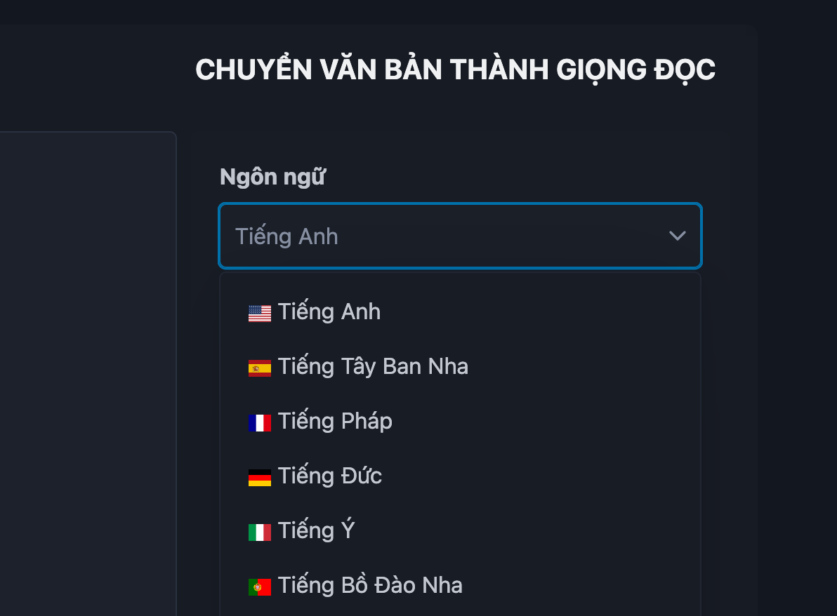 Chọn ngôn ngữ