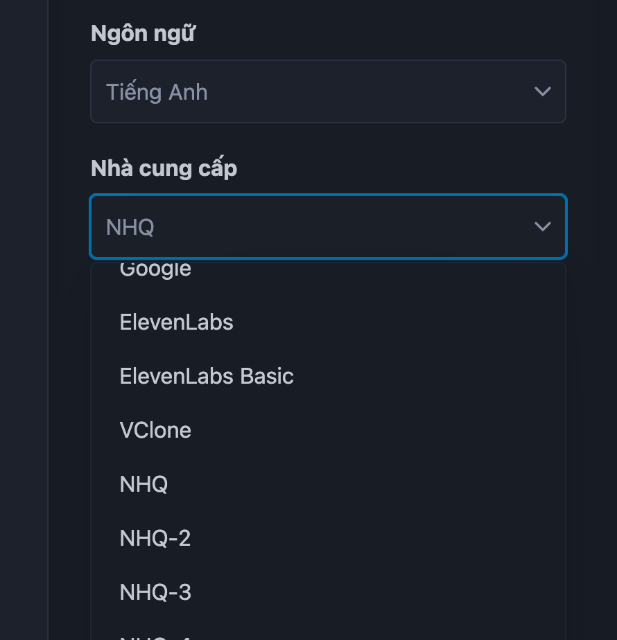 Chọn phương thức TTS